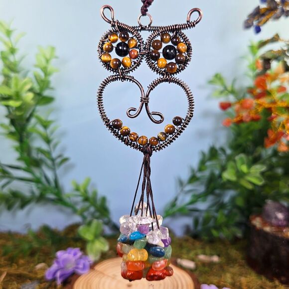 Handmade Tiger's Eye Crystal Owl Décor #57 - Picture 1 of 2